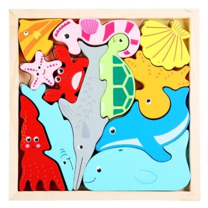 5 Sets Wooden Creative 3D Puzzle For Children Sea Animals
