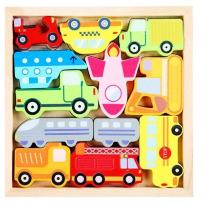 5 Sets Wooden Creative 3D Puzzle For Children Transportation