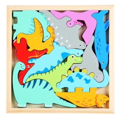 5 Sets Wooden Creative 3D Puzzle For Children Dinosaurs