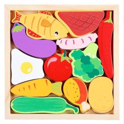 5 Sets Wooden Creative 3D Puzzle For Children Foods