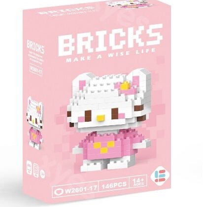 Cartoon Animal Building Block Pink Hello Kitty