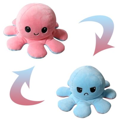 5 Pcs Reversible Octopus Plush (Light Blue+Pink)