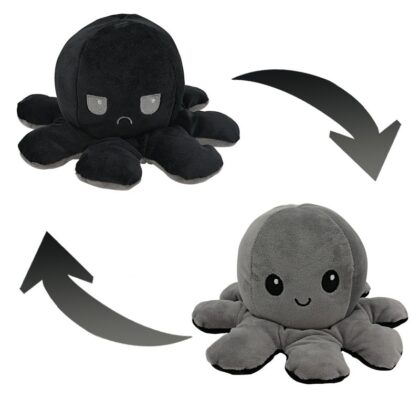 5 Pcs Reversible Octopus Plush (Black+Gray)