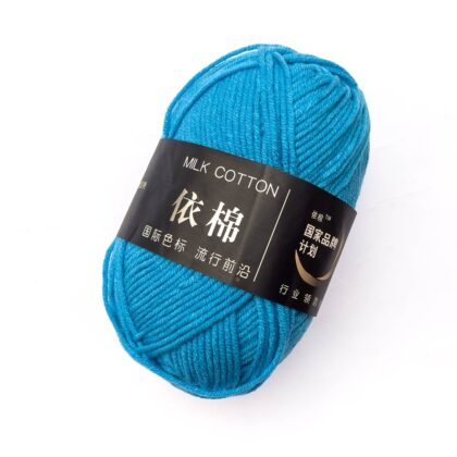 5 Rolls Milk Cotton Crochet and Knitting Yarn 4 Ply (Sea Ble)