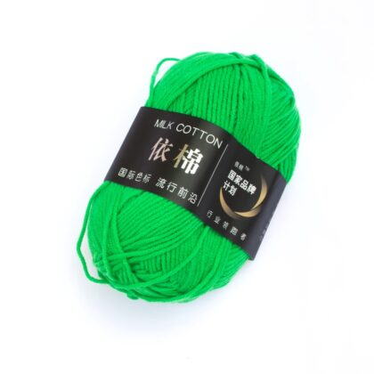 5 Rolls Milk Cotton Crochet and Knitting Yarn 4 Ply (Bright Green)
