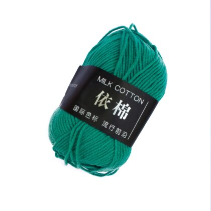 5 Rolls Milk Cotton Crochet and Knitting Yarn 4 Ply (Jade Green)
