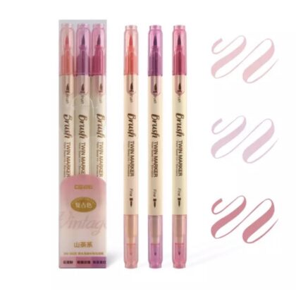 5 Packs Calligraphy Dual Tip Brush Pen (Pink)
