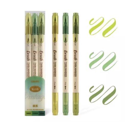5 Packs Calligraphy Dual Tip Brush Pen (Green)