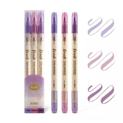 5 Packs Calligraphy Dual Tip Brush Pen (Purple)