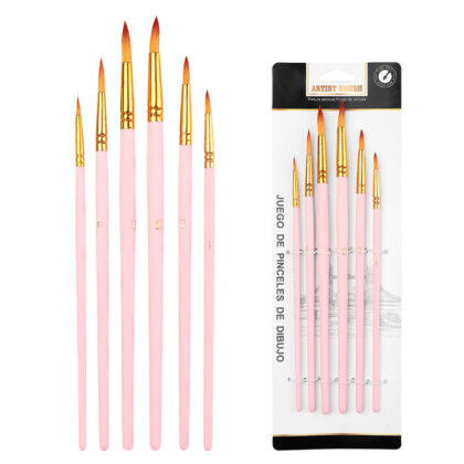 10 Packs Artist Brushes 6 Pcs/Set (Pink)